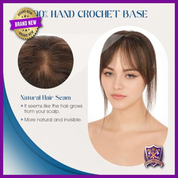 T-Part Lace Base Human Hair Topper, 11 Inch, 150% Density, Air Bangs